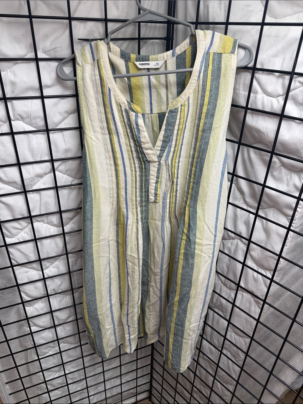 Sonoma Striped Sleeveless Tunic in Cream, Yellow & Blue